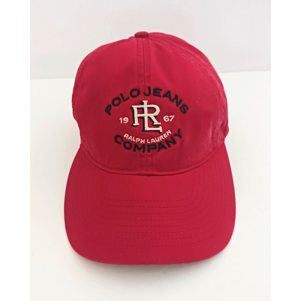 VTG RARE Polo Jeans Company Ralph Lauren Red Cotton Strapback Hat Embroidered